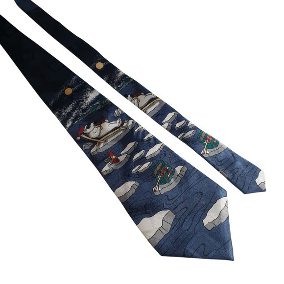 Novelty Thinking Of You Vintage Men Fishing Polar Bear Necktie Holiday Gift Dad - Picture 1 of 5